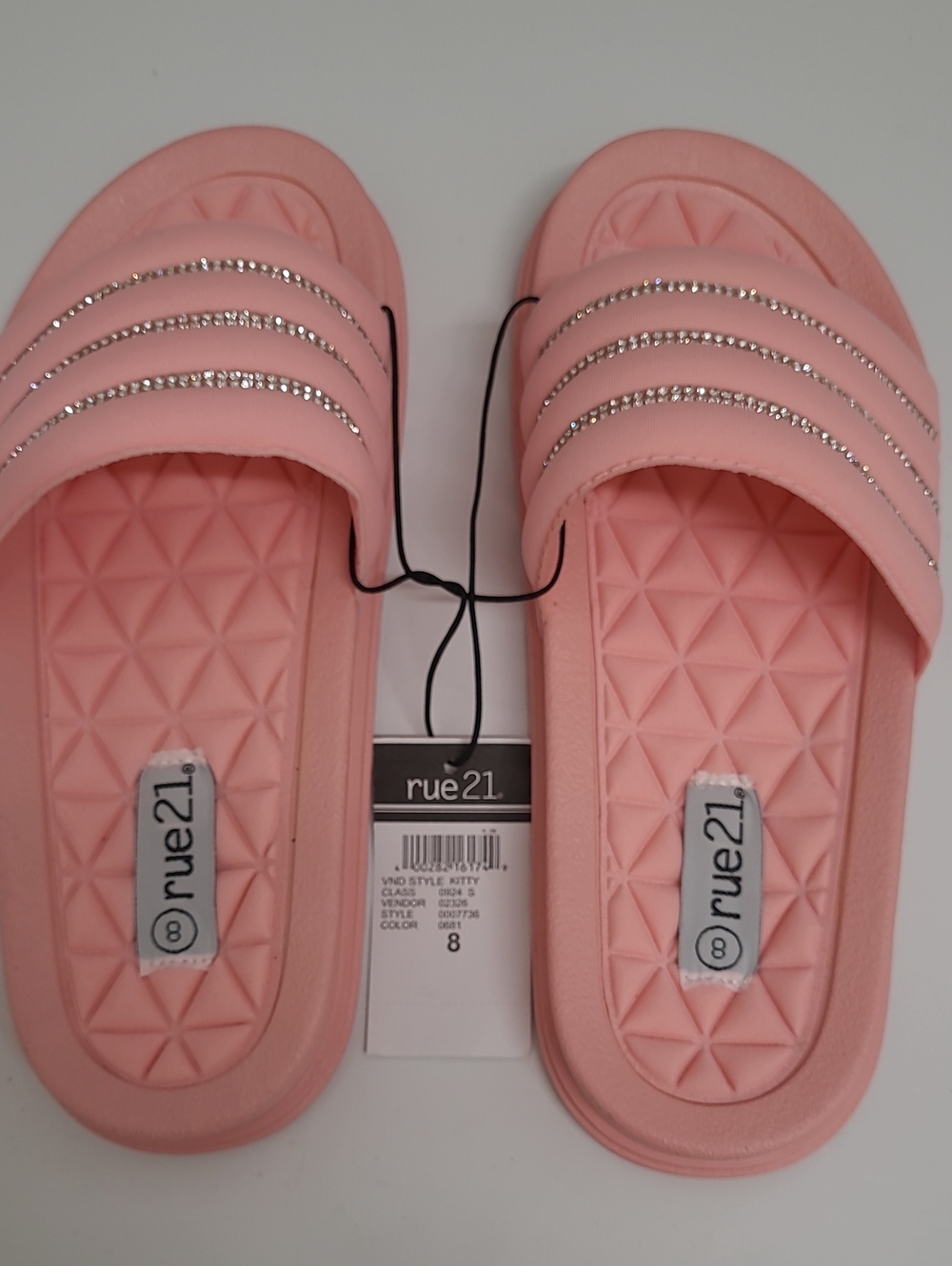 rue21 Pink Rhinestone Strap Slide Sandals